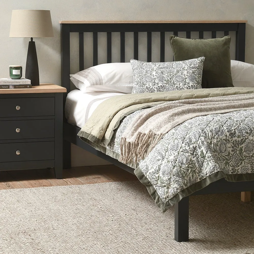 Chester Double Bed - Charcoal, Oak