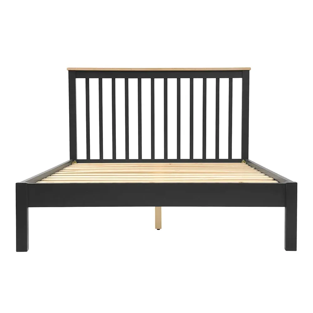 Chester Double Bed - Charcoal, Oak image