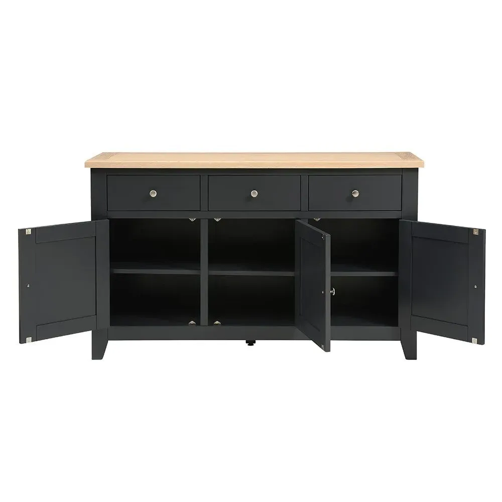 Chester Large Sideboard - Charcoal, Oak