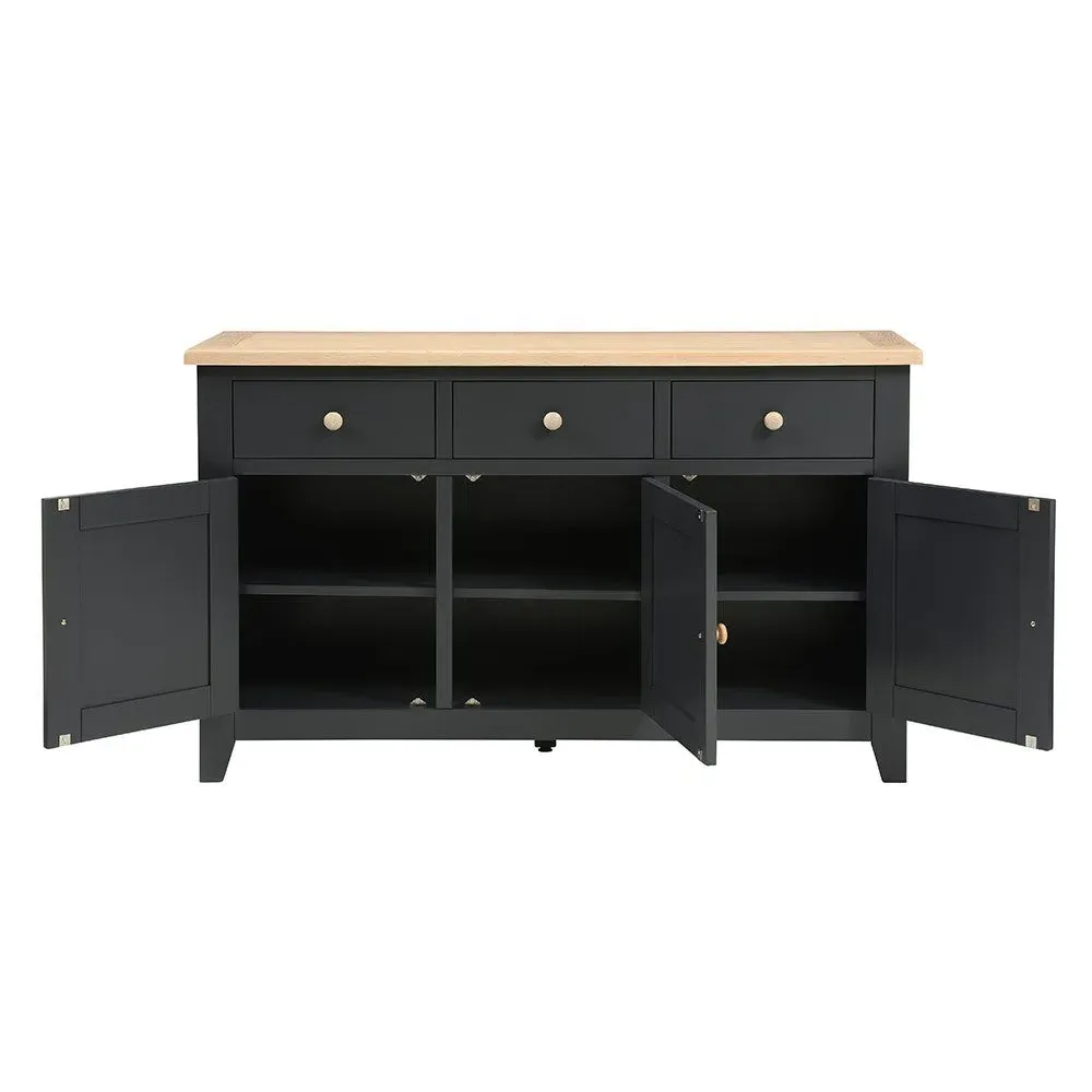 Chester Large Sideboard - Charcoal, Oak
