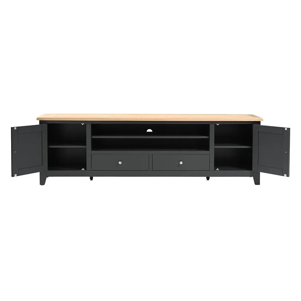 Chester TV Unit with Storage - Charcoal, Oak