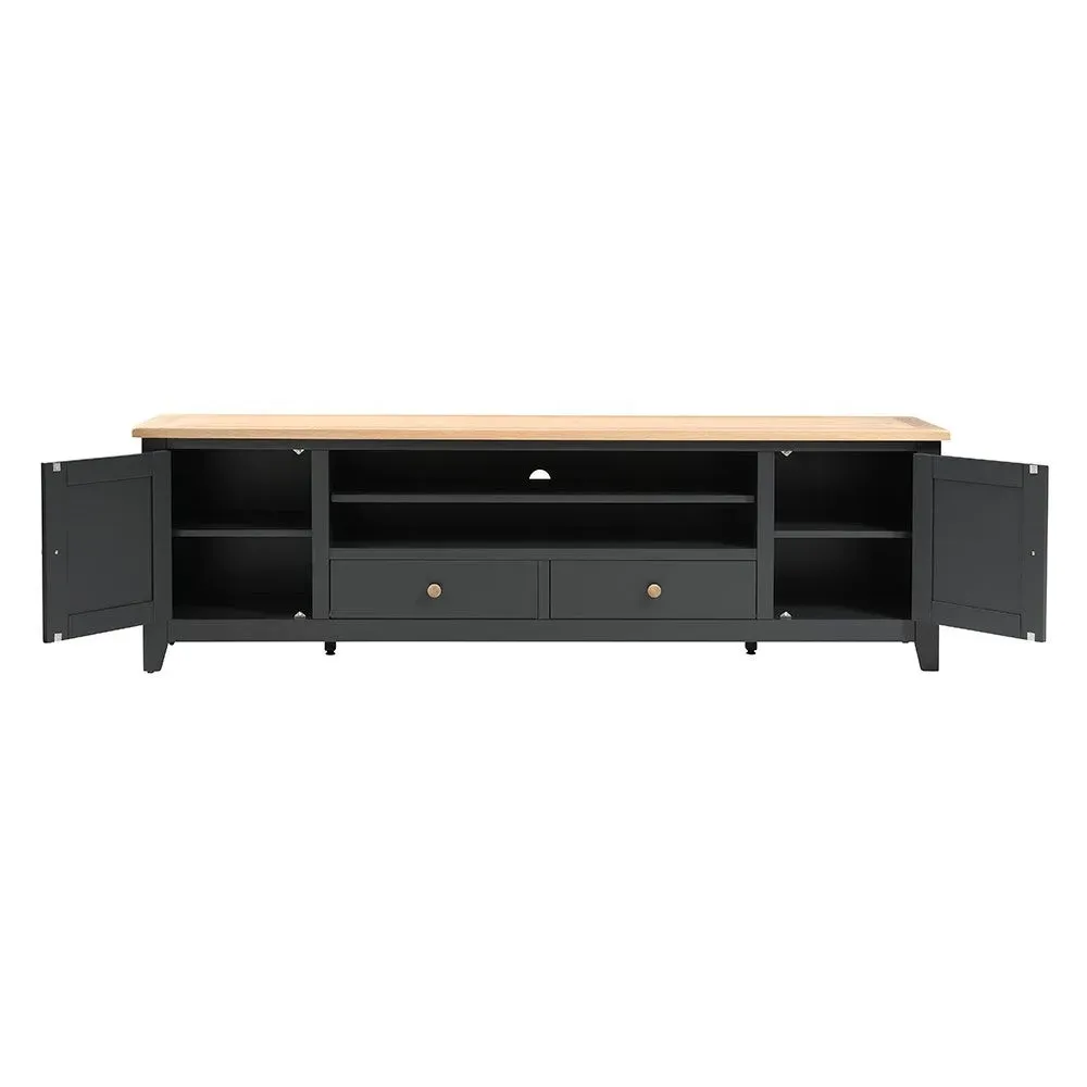 Chester TV Unit with Storage - Charcoal, Oak