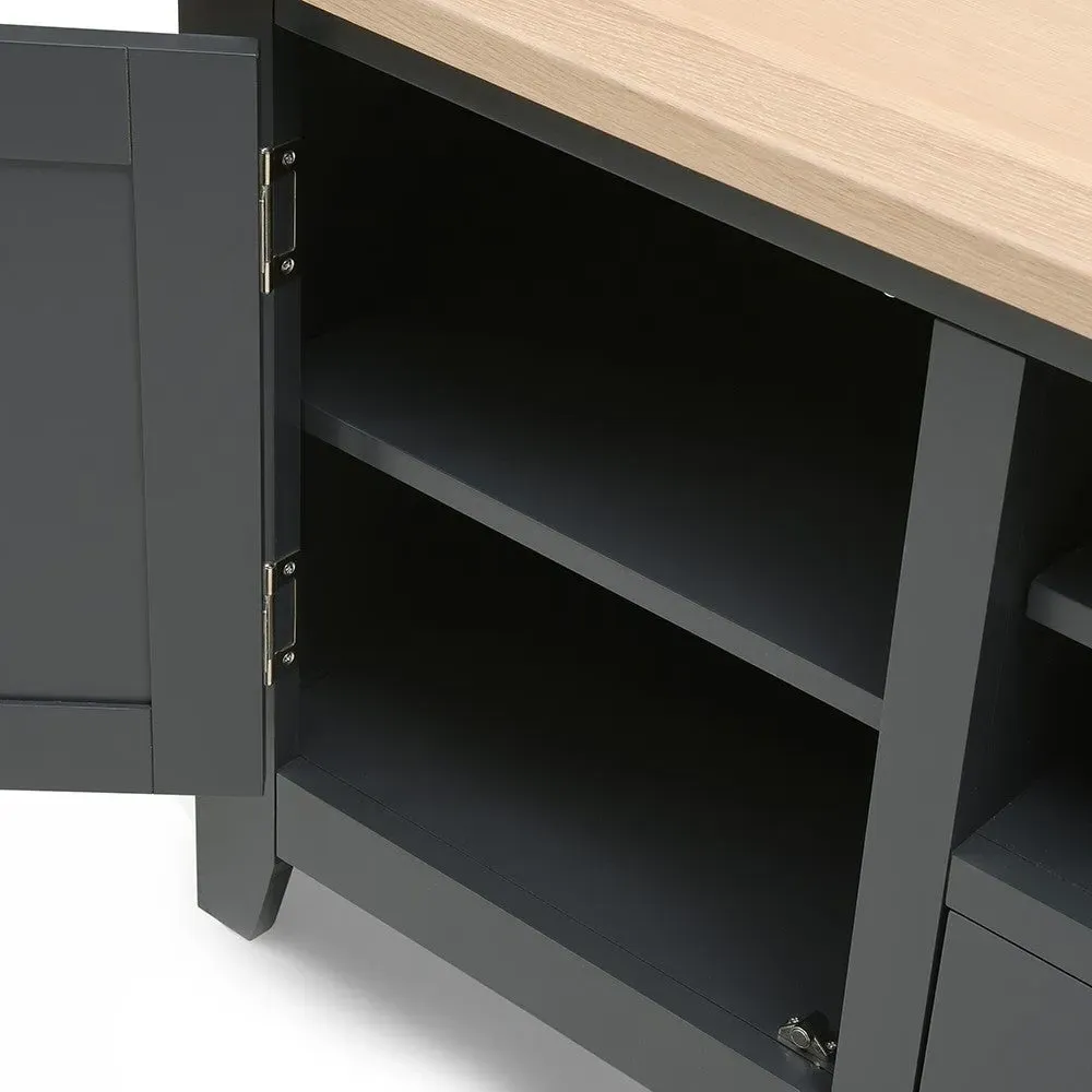 Chester TV Unit with Storage - Charcoal, Oak