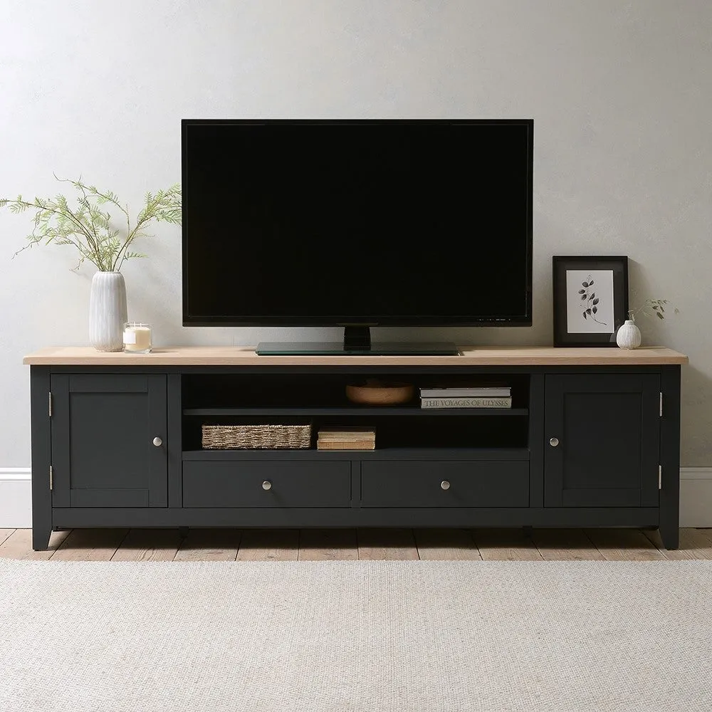 Chester TV Unit with Storage - Charcoal, Oak