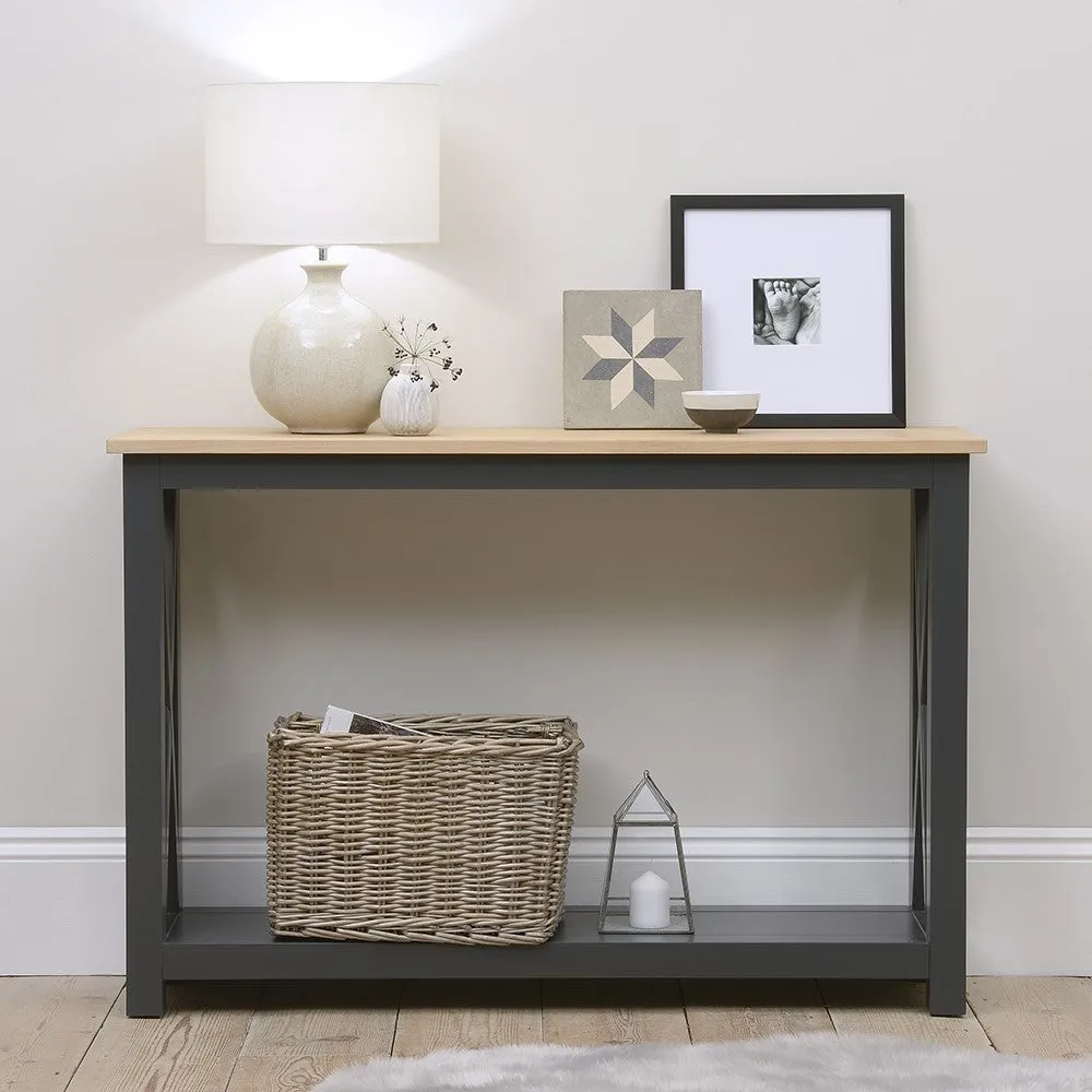 Console Table - Charcoal, Oak