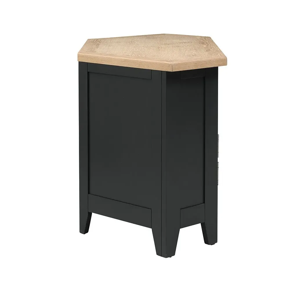 Corner TV Stand with Storage - Charcoal, Oak