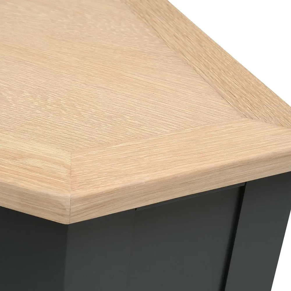 Corner TV Stand with Storage - Charcoal, Oak