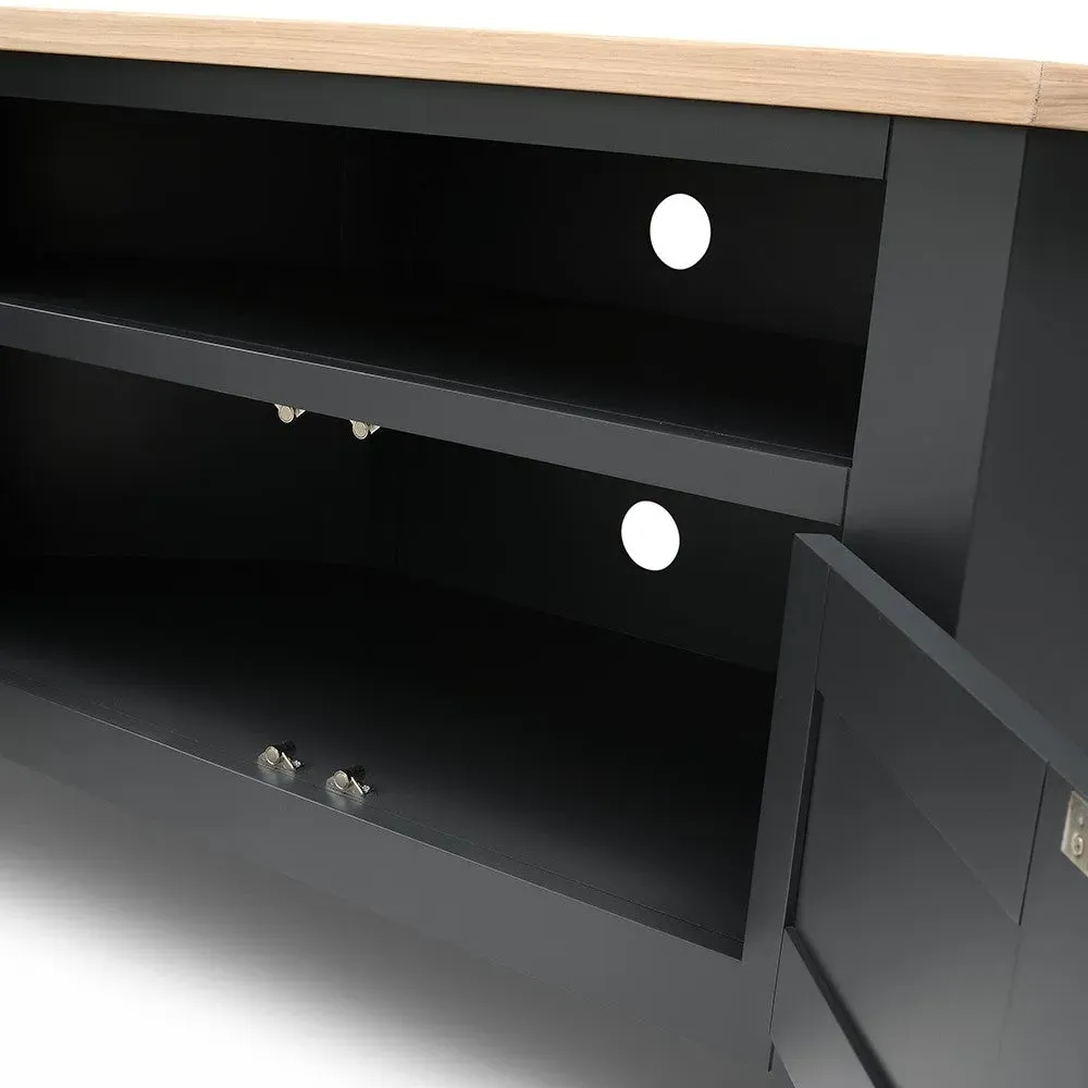 Corner TV Stand with Storage - Charcoal, Oak