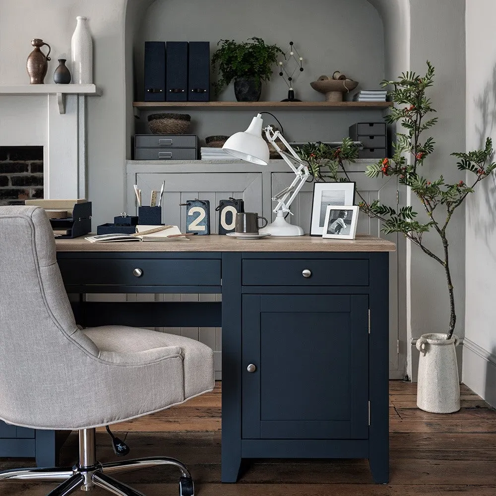 Double Pedestal Desk with Storage - Charcoal, Oak