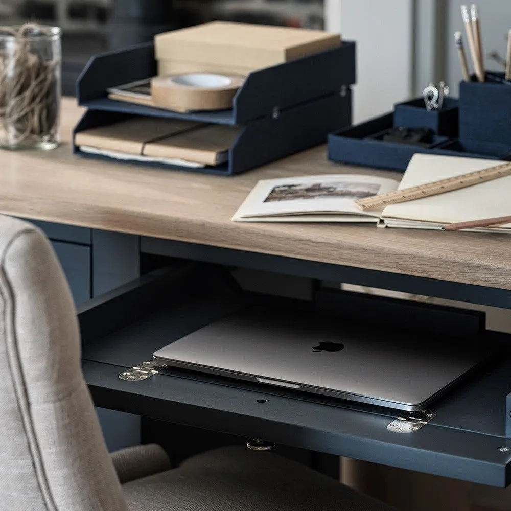 Double Pedestal Desk with Storage - Charcoal, Oak