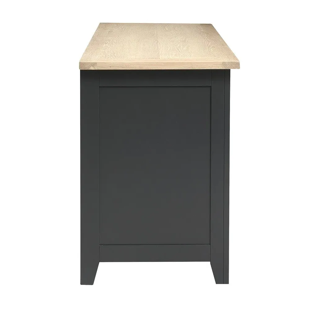 Double Pedestal Desk with Storage - Charcoal, Oak