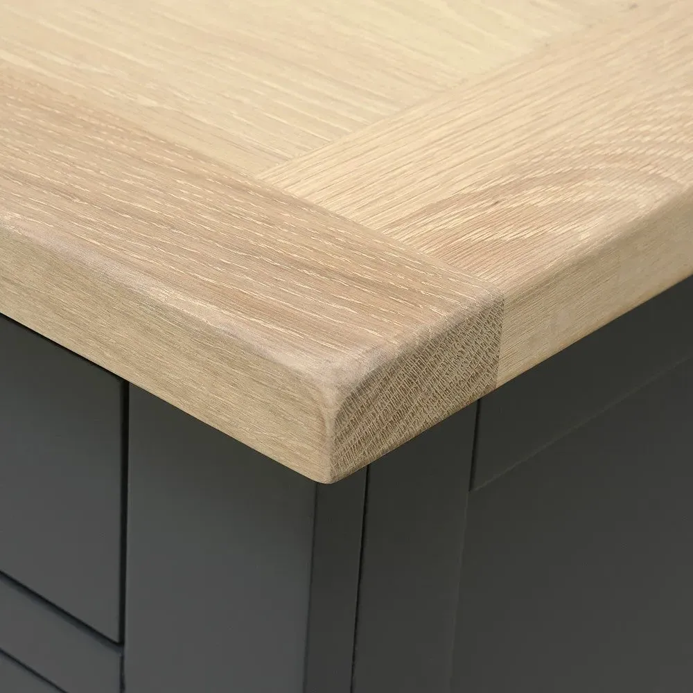 Double Pedestal Desk with Storage - Charcoal, Oak