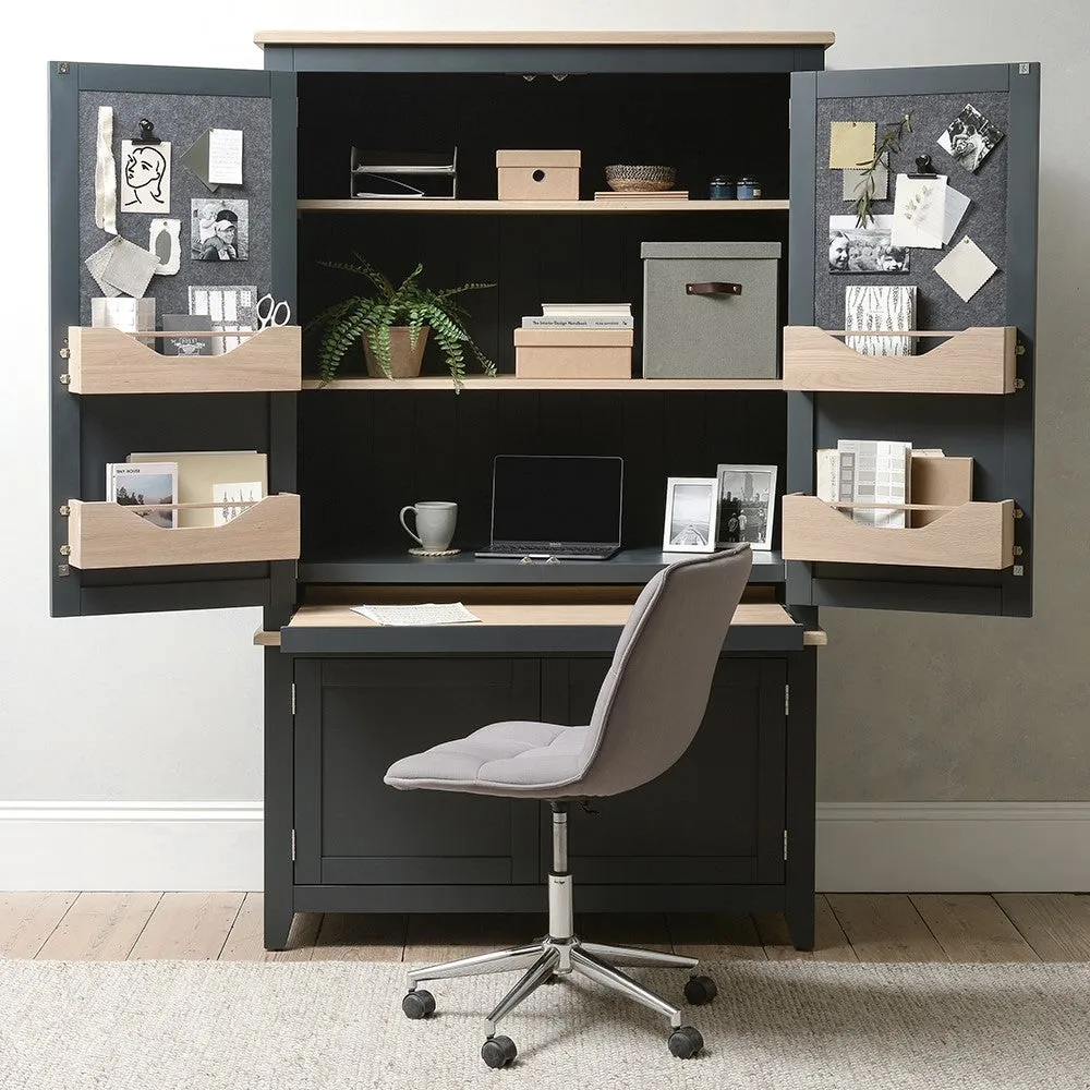 Hideaway Home Office - Charcoal, Oak