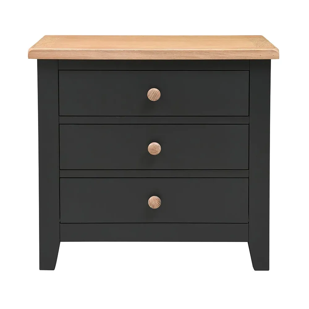 Jumbo Bedside Table with 3 Drawers - Oak