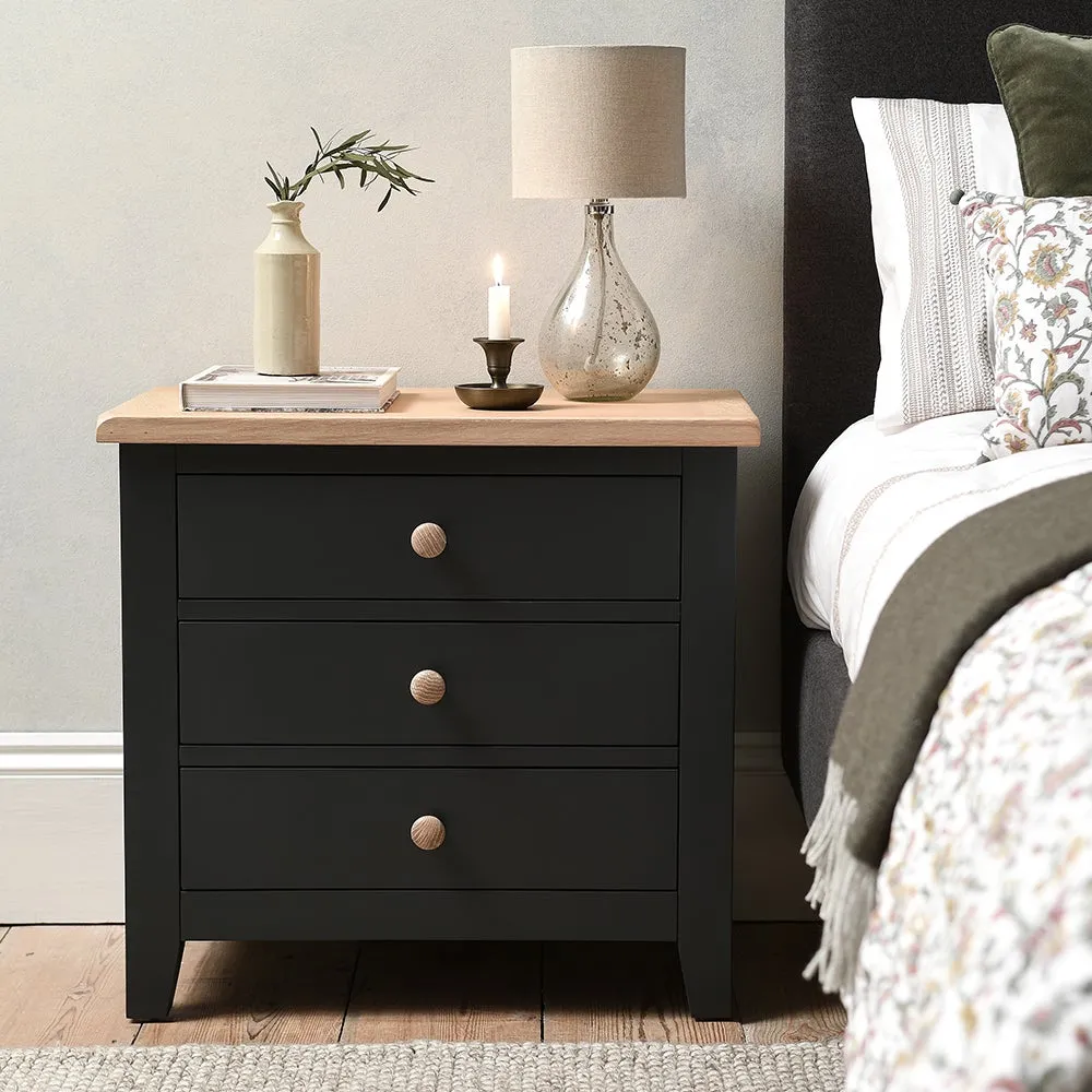 Jumbo Bedside Table with 3 Drawers - Oak image