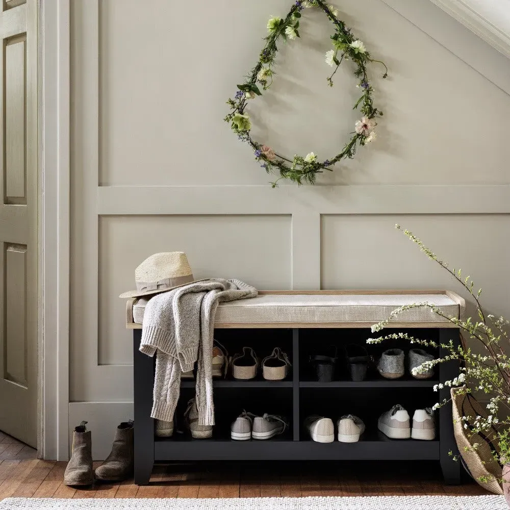 Open Shoe Storage Bench - Charcoal, Oak