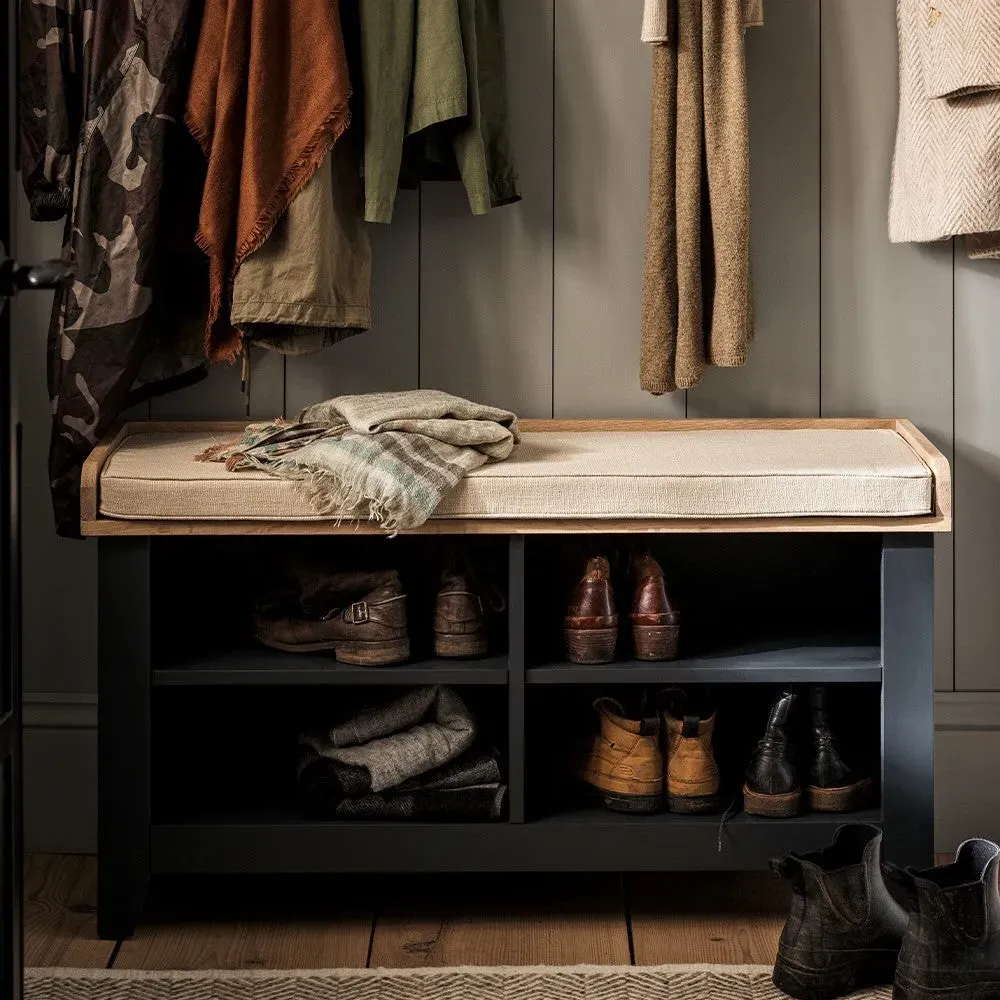 Open Shoe Storage Bench - Charcoal, Oak