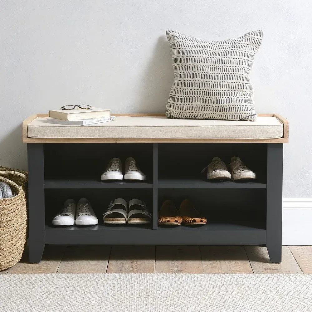 Open Shoe Storage Bench - Charcoal, Oak image