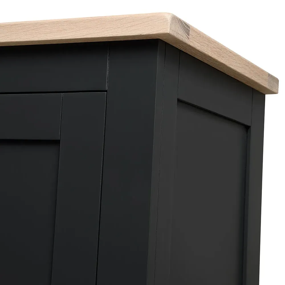 Shaker Cupboard with Adjustable Shelves - Charcoal, Oak