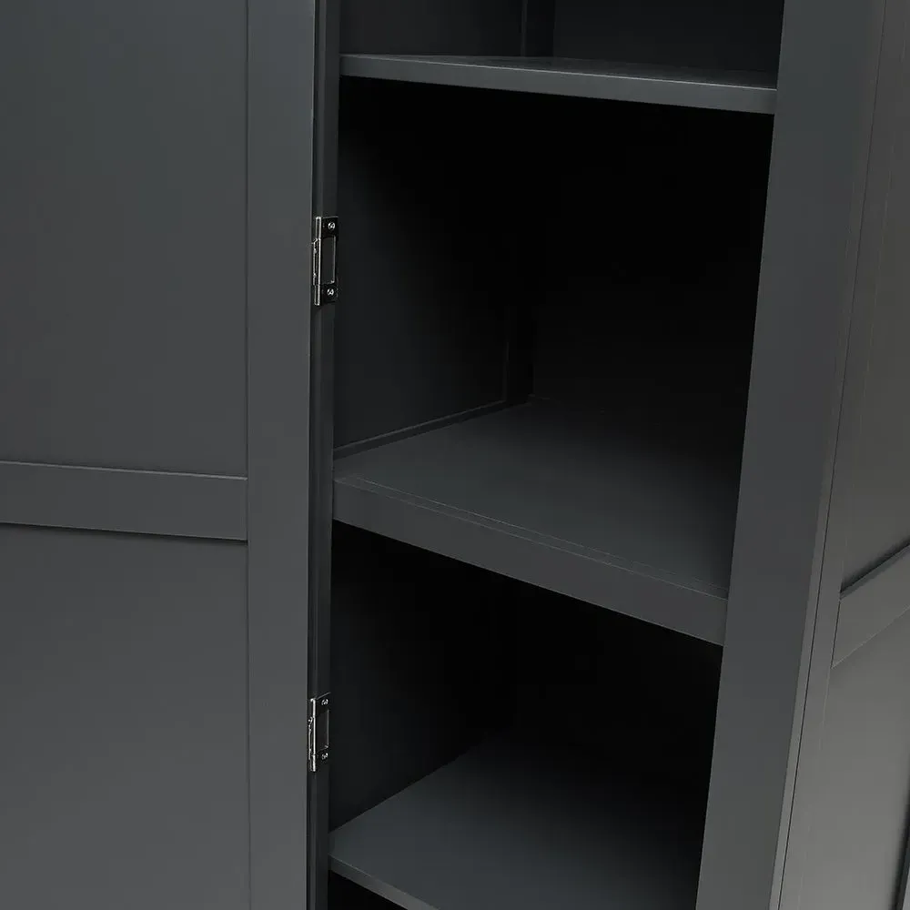 Shaker Cupboard with Adjustable Shelves - Charcoal, Oak