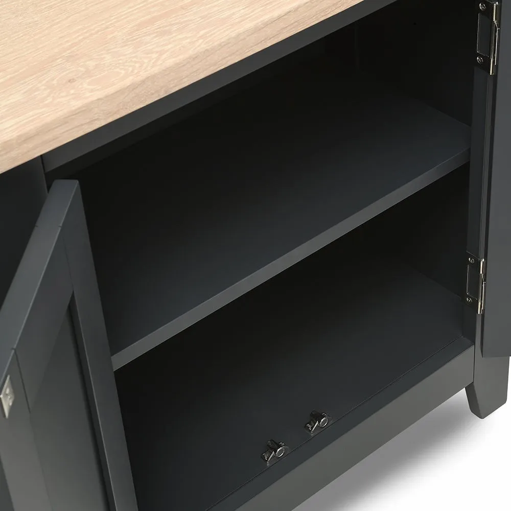 Small Double Cupboard - Charcoal, Oak