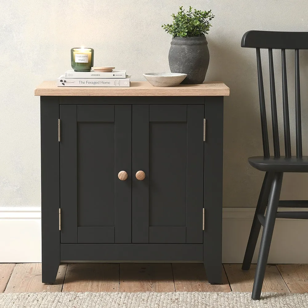 Small Double Cupboard - Charcoal, Oak image