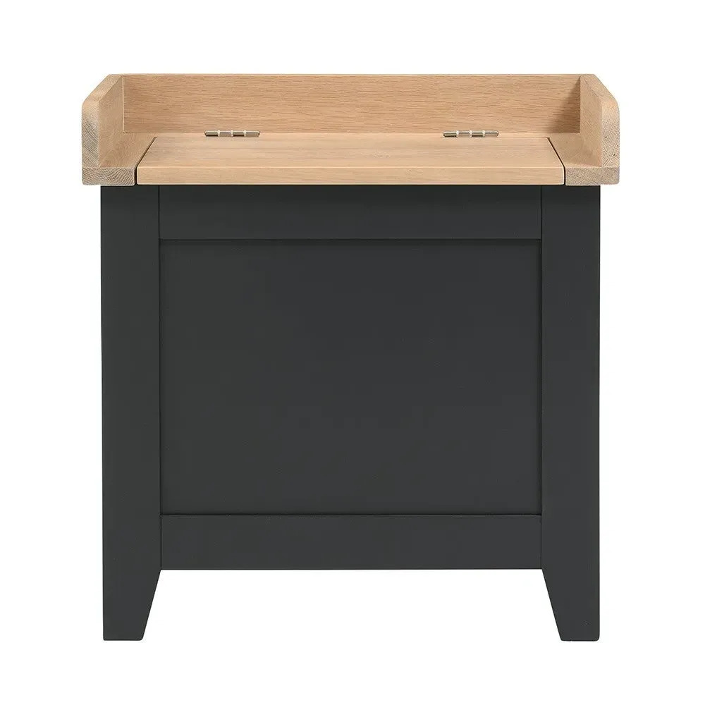 Small Shoe Storage Trunk Bench - Charcoal, Oak