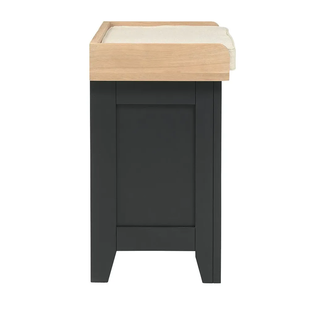 Small Shoe Storage Trunk Bench - Charcoal, Oak