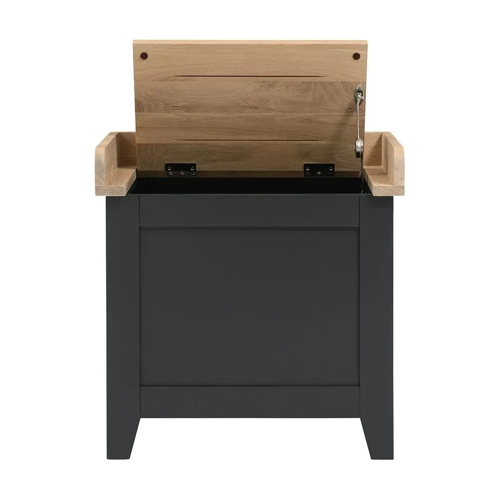Small Shoe Storage Trunk Bench - Charcoal, Oak