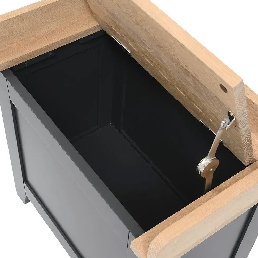 Small Shoe Storage Trunk Bench - Charcoal, Oak