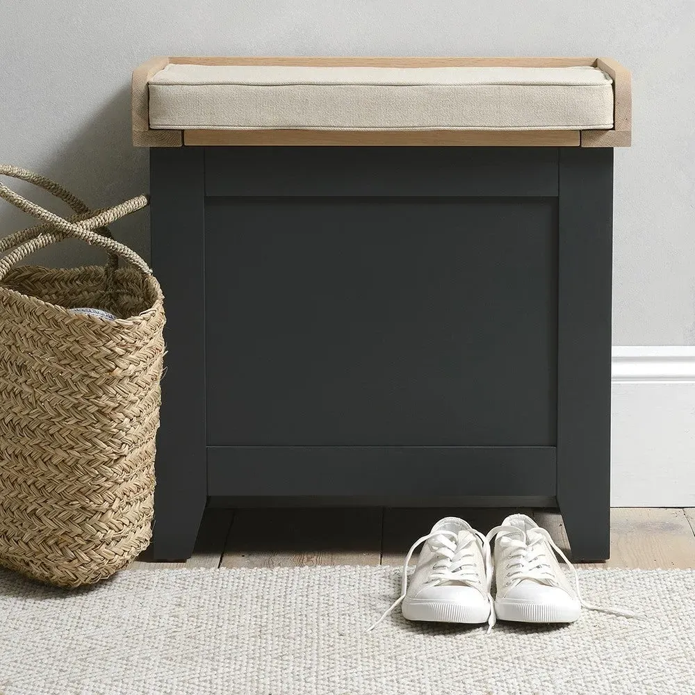 Small Shoe Storage Trunk Bench - Charcoal, Oak