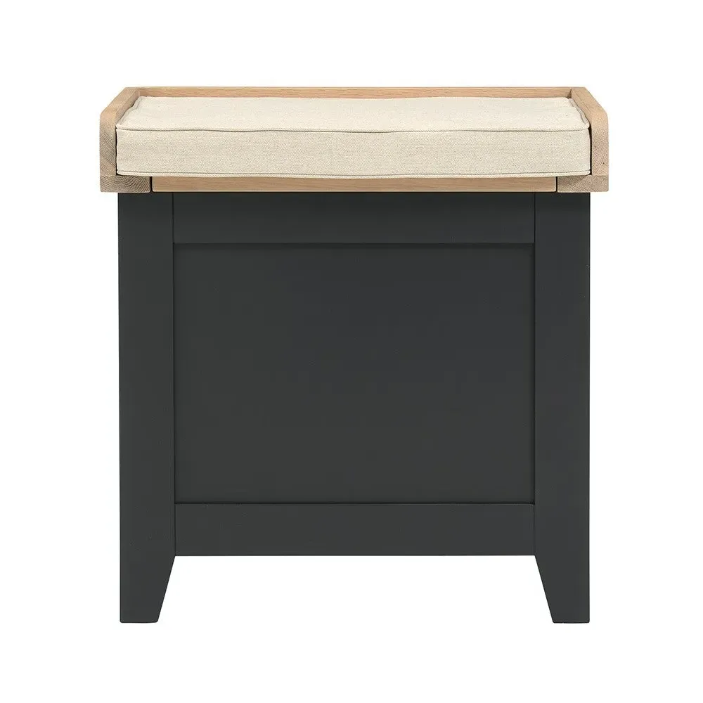 Small Shoe Storage Trunk Bench - Charcoal, Oak image