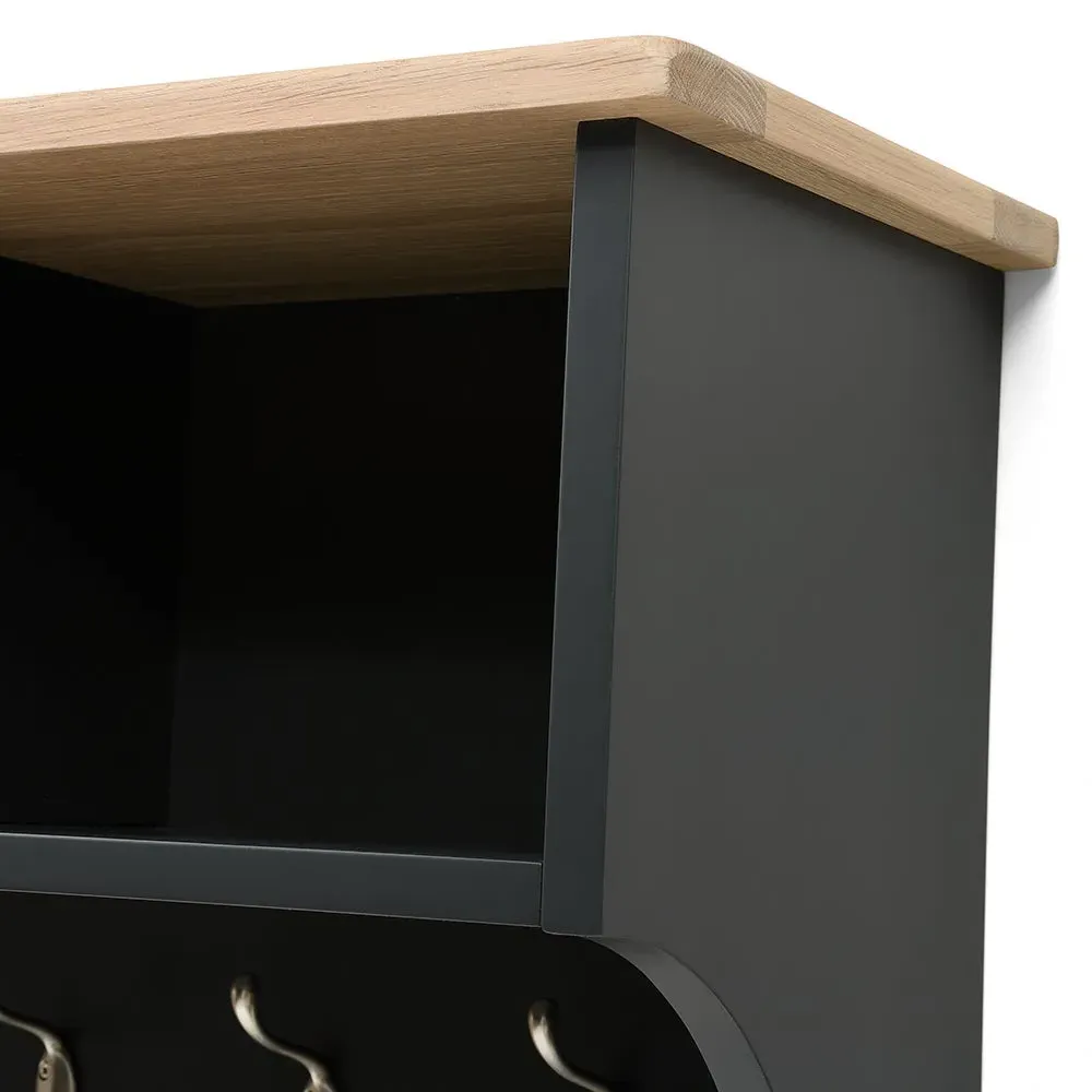 Storage Shelf with Hooks - Charcoal