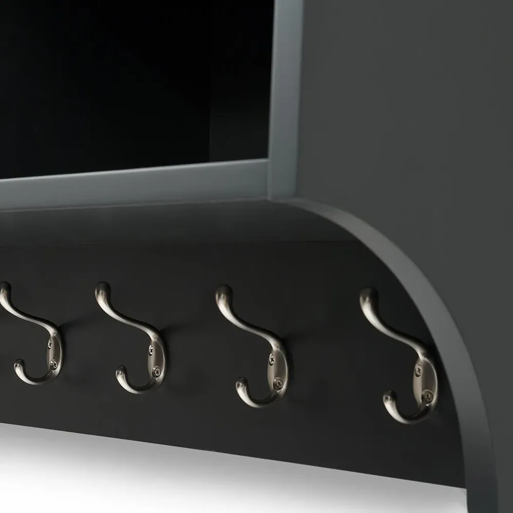 Storage Shelf with Hooks - Charcoal