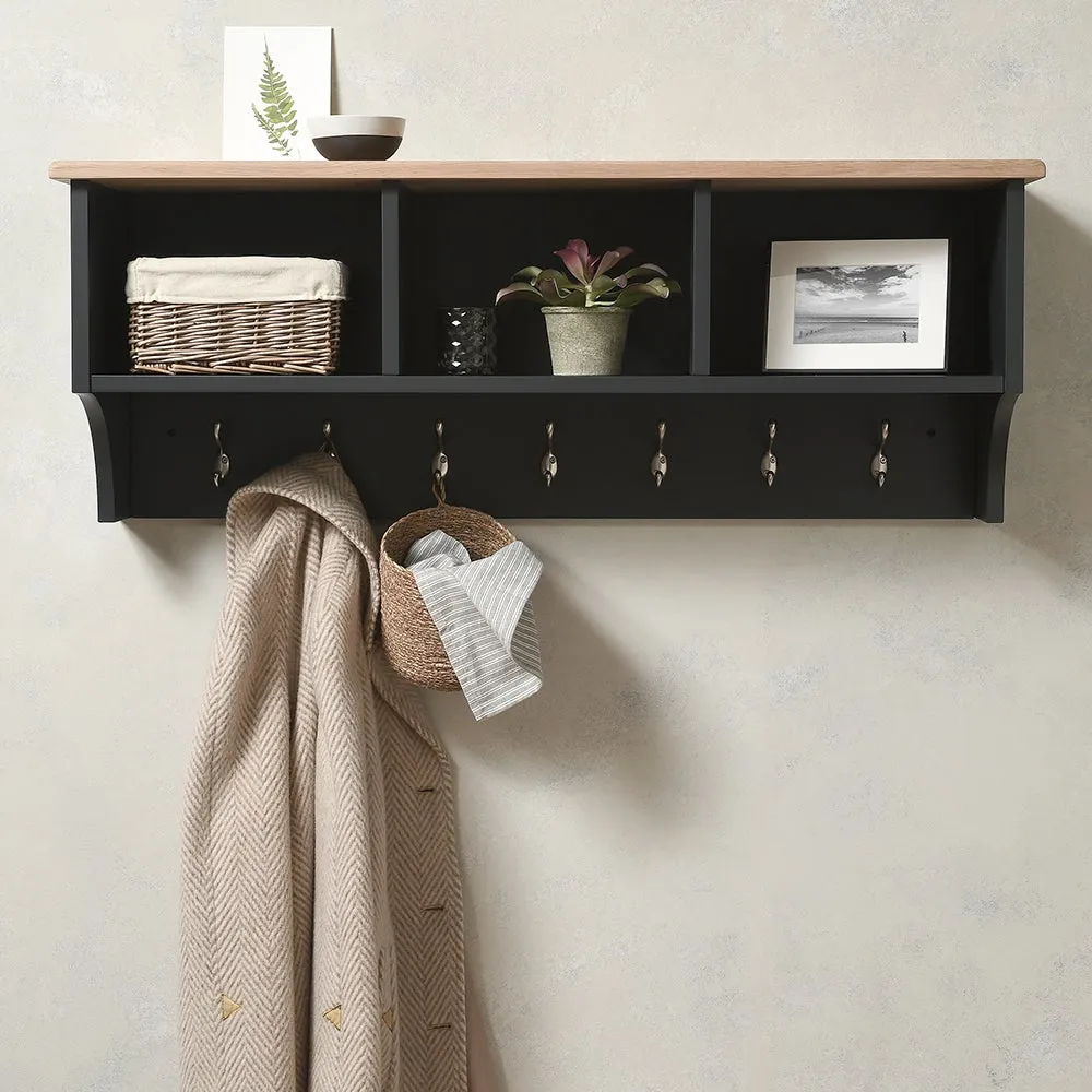 Storage Shelf with Hooks - Charcoal