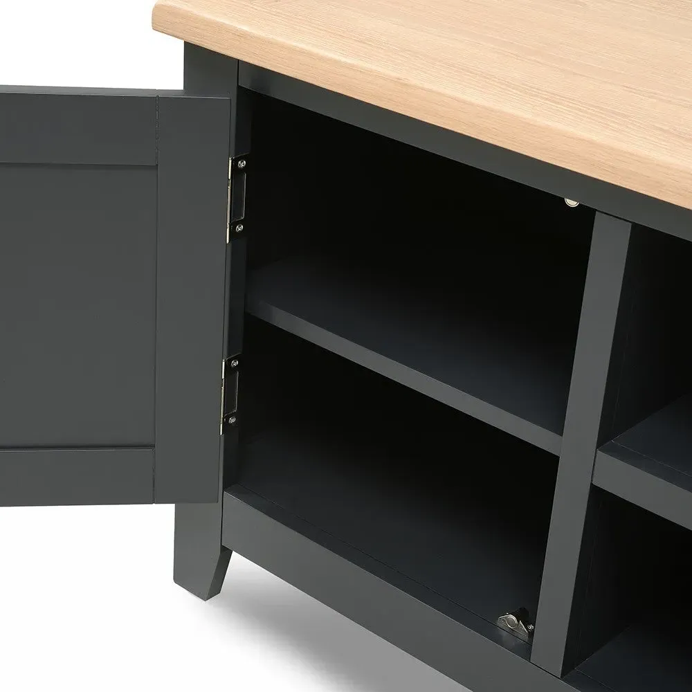 TV Stand with Storage - Charcoal, Oak