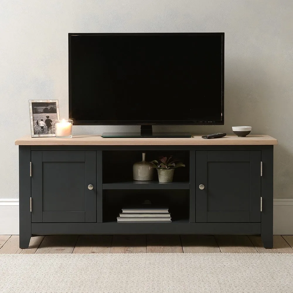 TV Stand with Storage - Charcoal, Oak