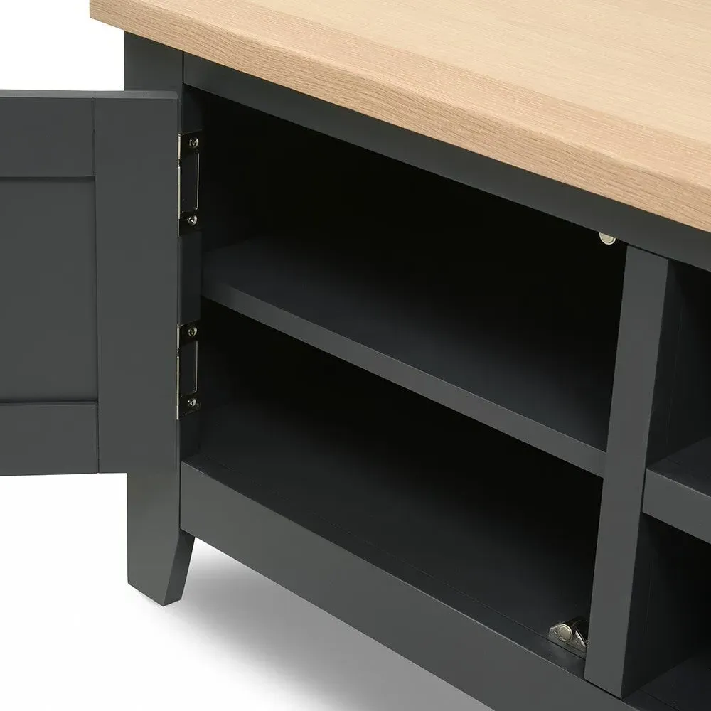 TV Unit with Storage - Charcoal, Oak