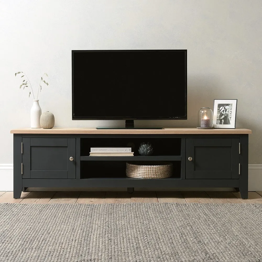 TV Unit with Storage - Charcoal, Oak
