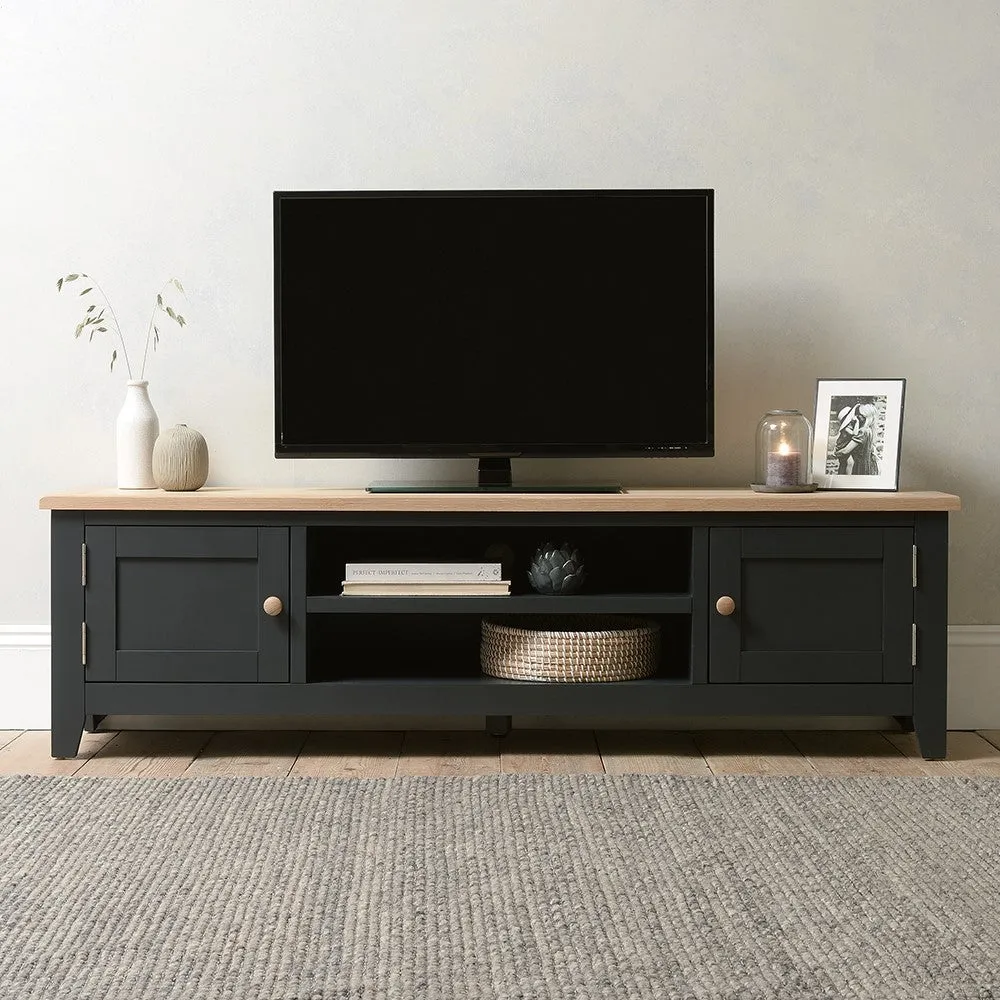 TV Unit with Storage - Charcoal, Oak image