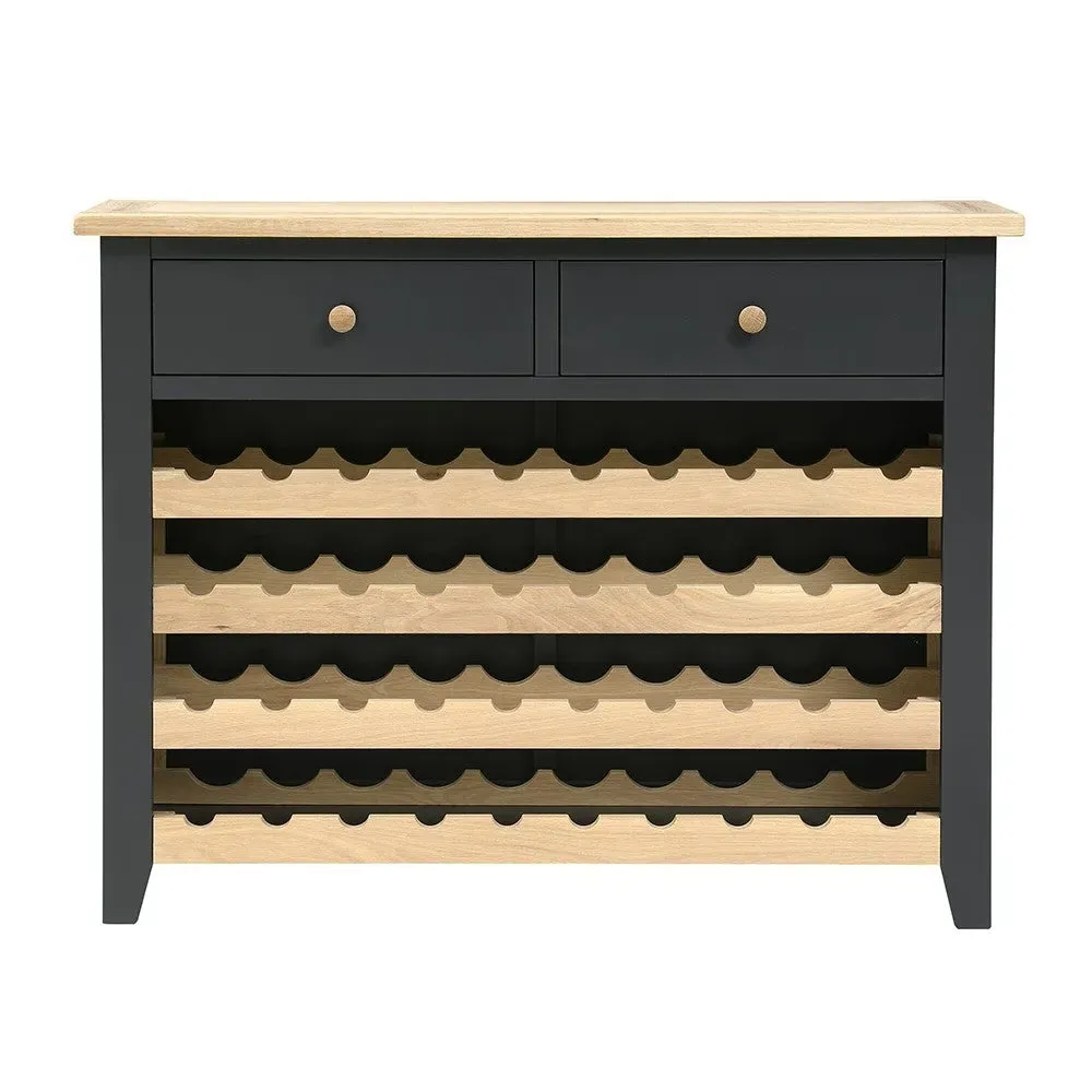 Wine Console with Storage - Charcoal, Oak