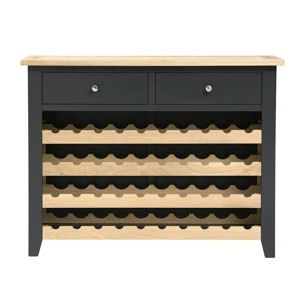 Wine Console with Storage - Charcoal, Oak