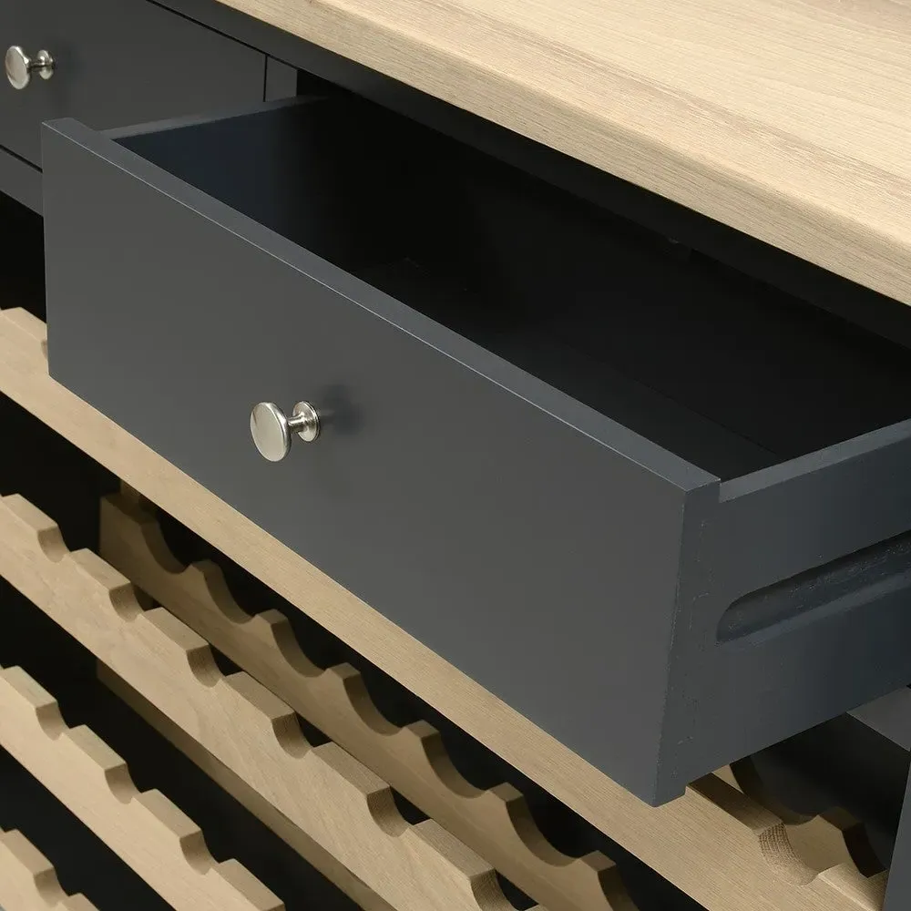 Wine Console with Storage - Charcoal, Oak