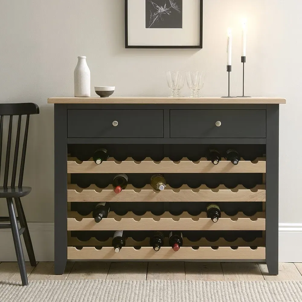 Wine Console with Storage - Charcoal, Oak