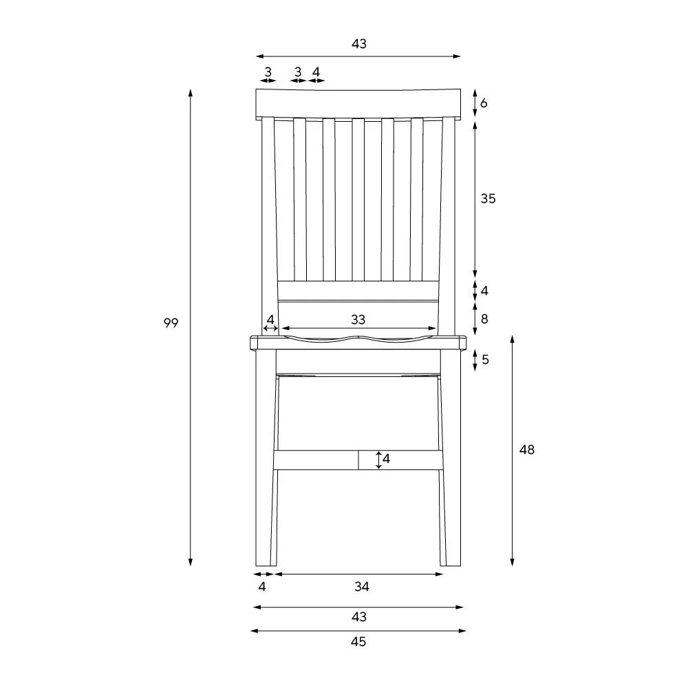 Wooden Seat Dining Chair - Charcoal