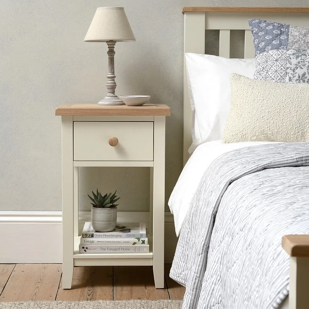 1 Drawer Bedside Table with Shelf - Cream