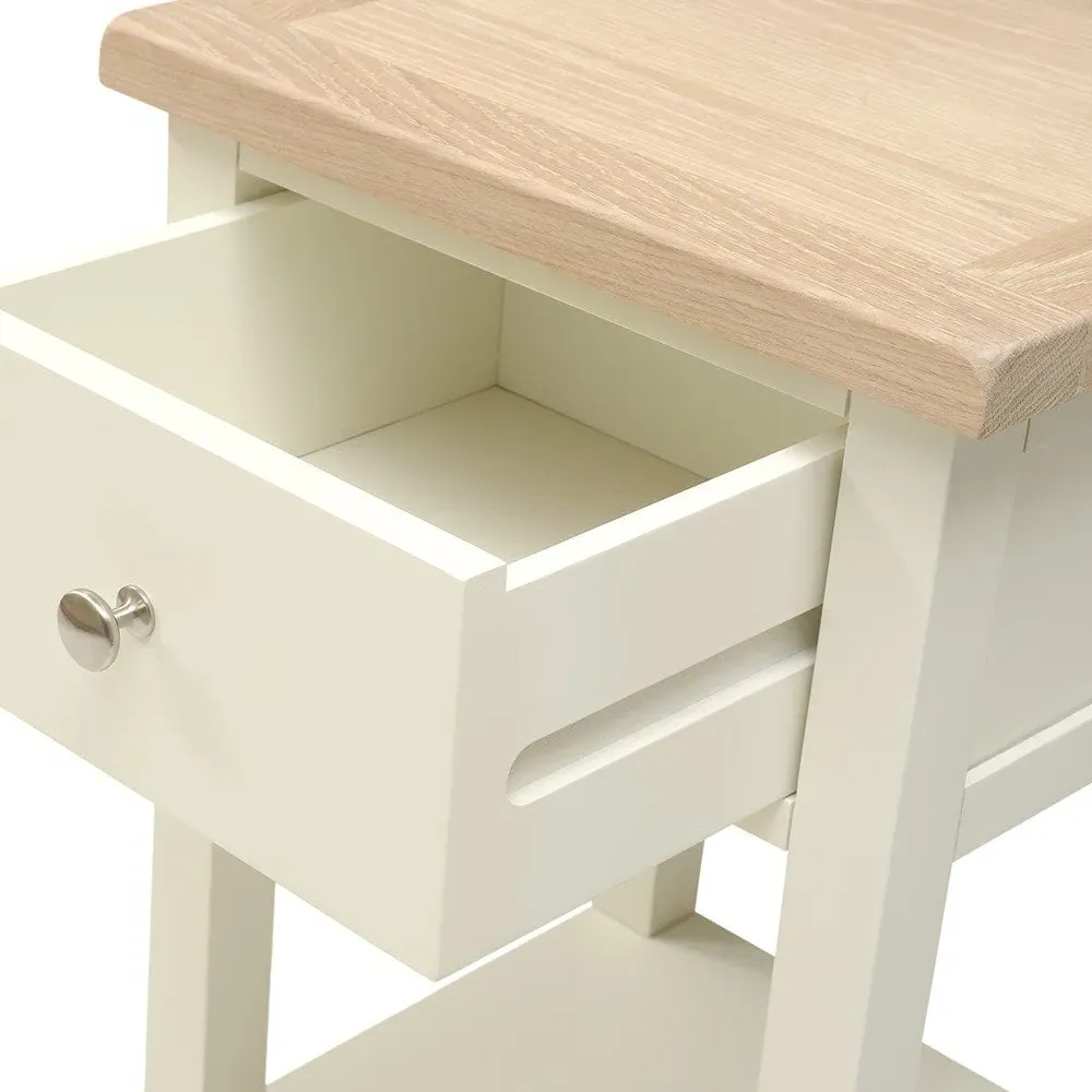 1 Drawer Bedside Table with Shelf - Cream