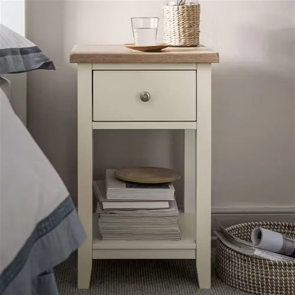 1 Drawer Bedside Table with Shelf - Cream