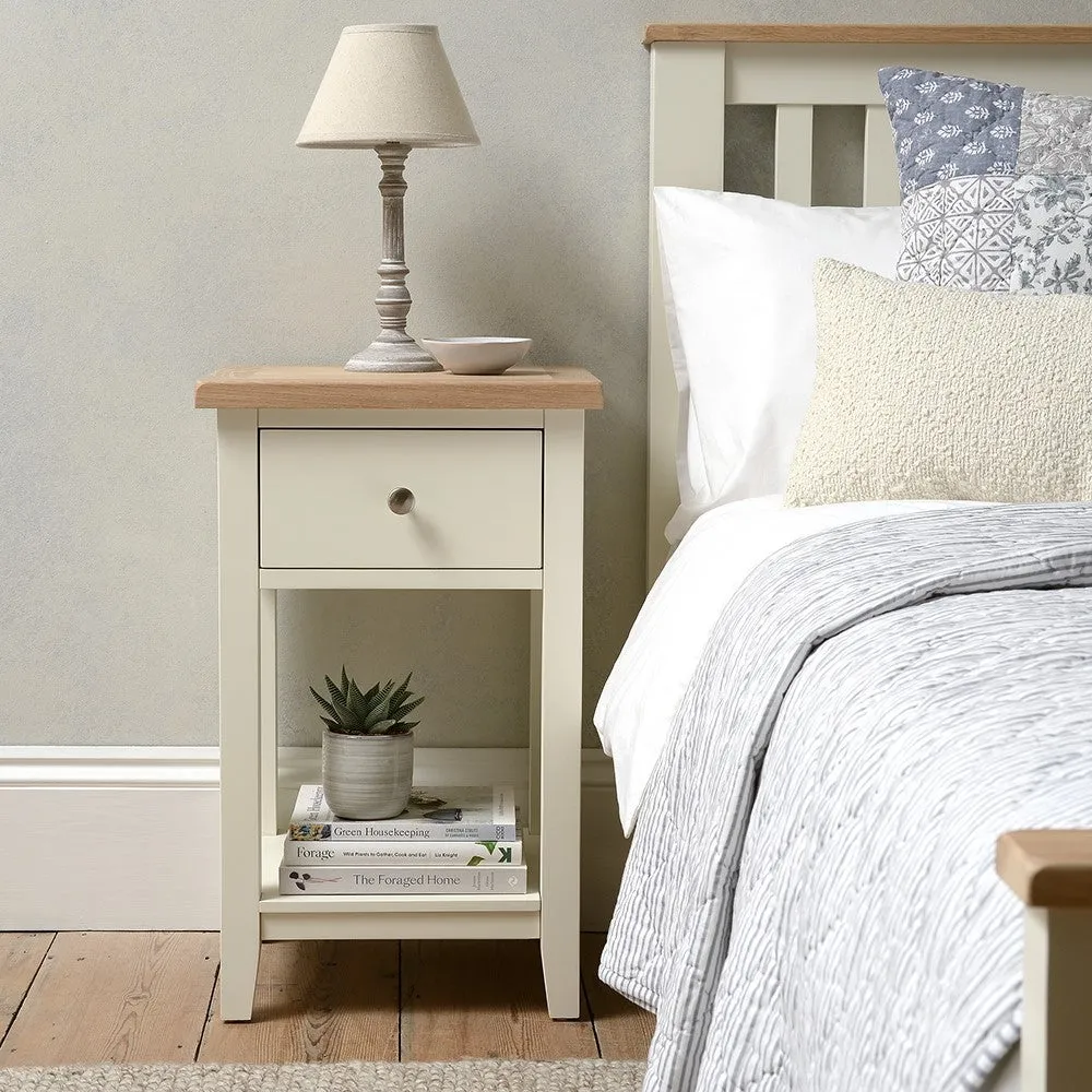 1 Drawer Bedside Table with Shelf - Cream image