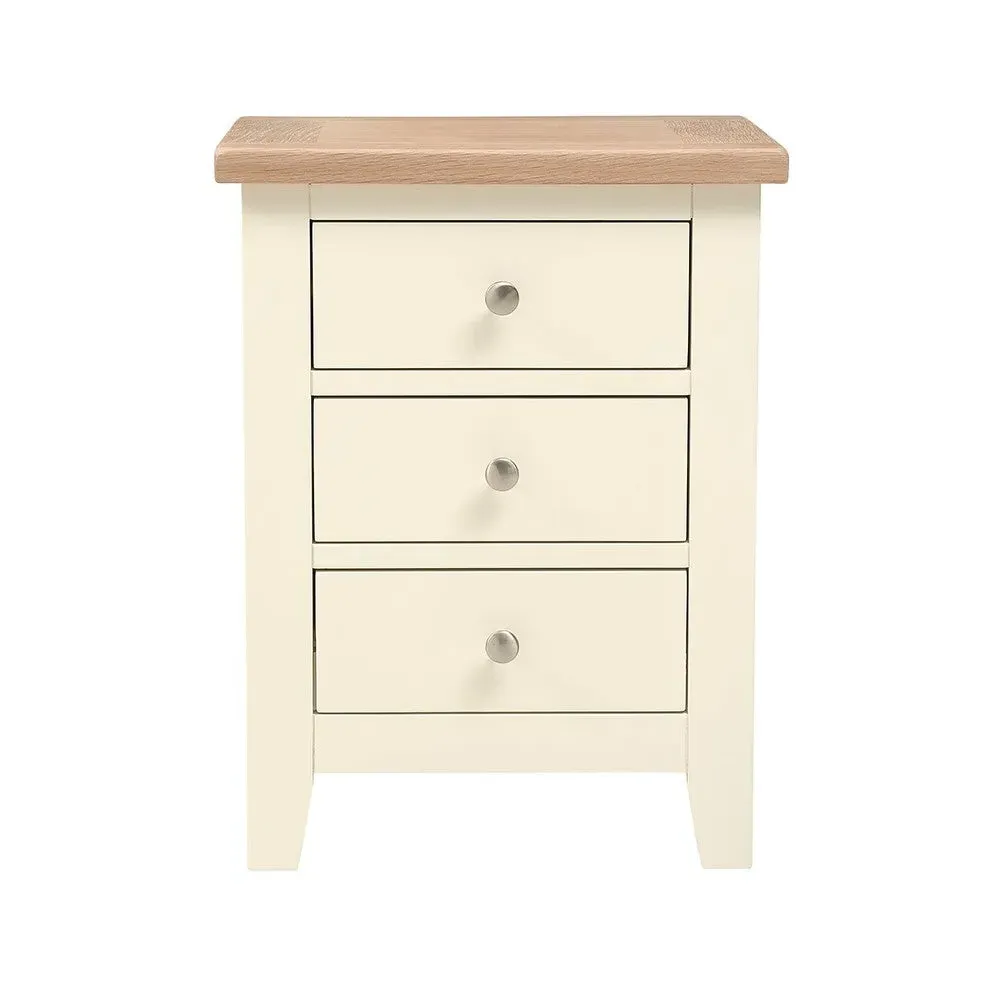 3 Drawer Bedside Table - Cream, Oak